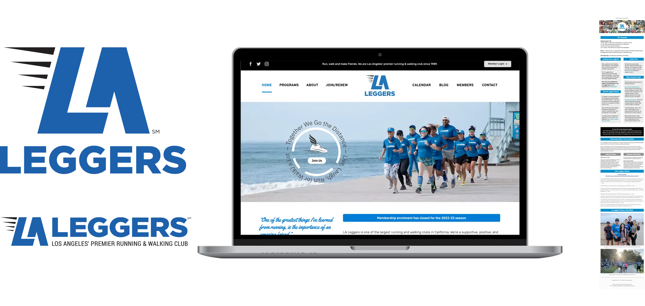 LA Leggers new logo, website, newsletter designed by Loc Tran