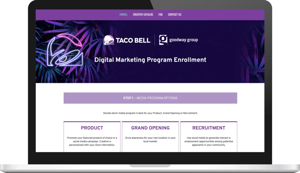 digital marketing program portal screenshot